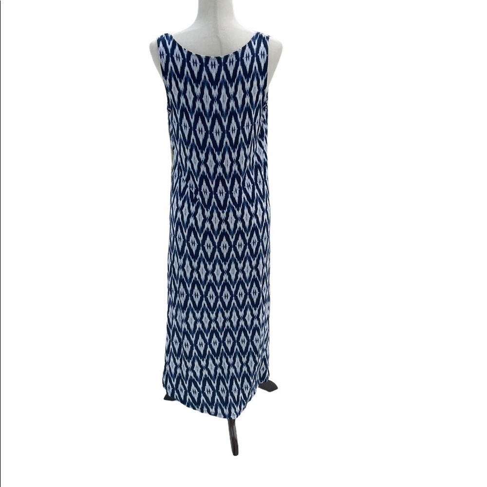 Sapphire Blue & White Sleeveless Summer Dress - Picture 3 of 7